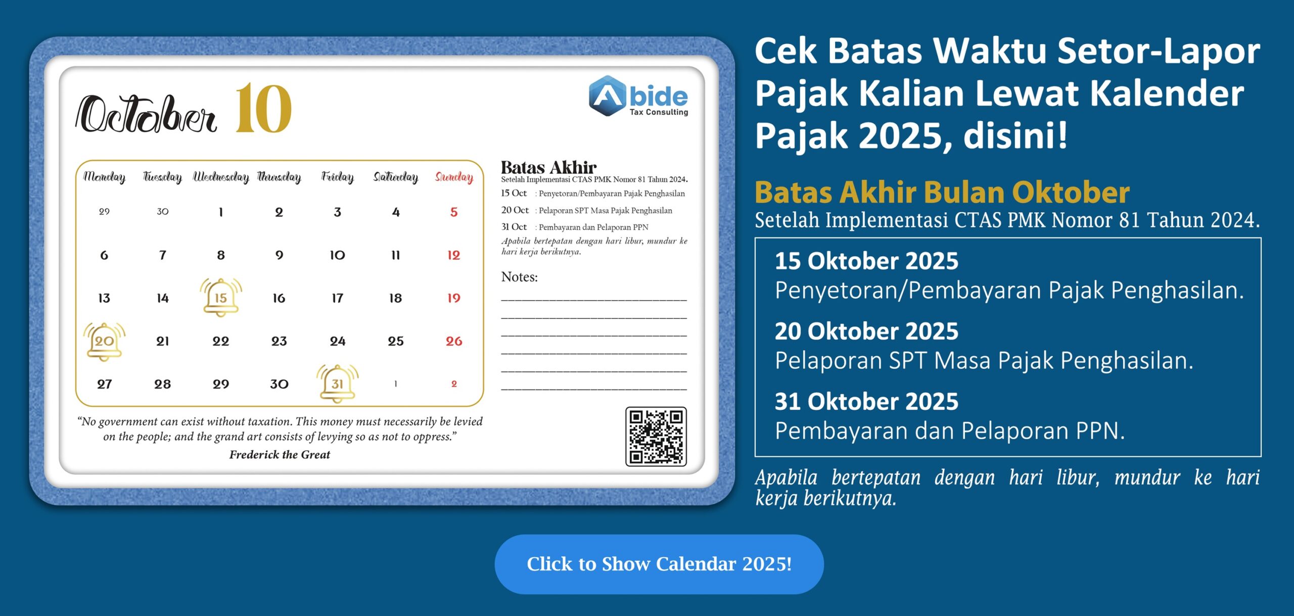 Kalendar Pajak Oktober 2025